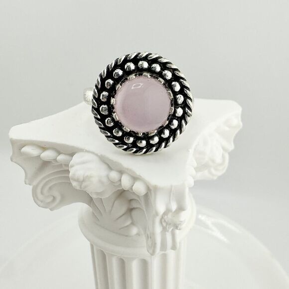 Vintage Rose Quartz Silver Ring Unworn Gemstone Healing 925 Love Compass NWOT - Picture 1 of 7